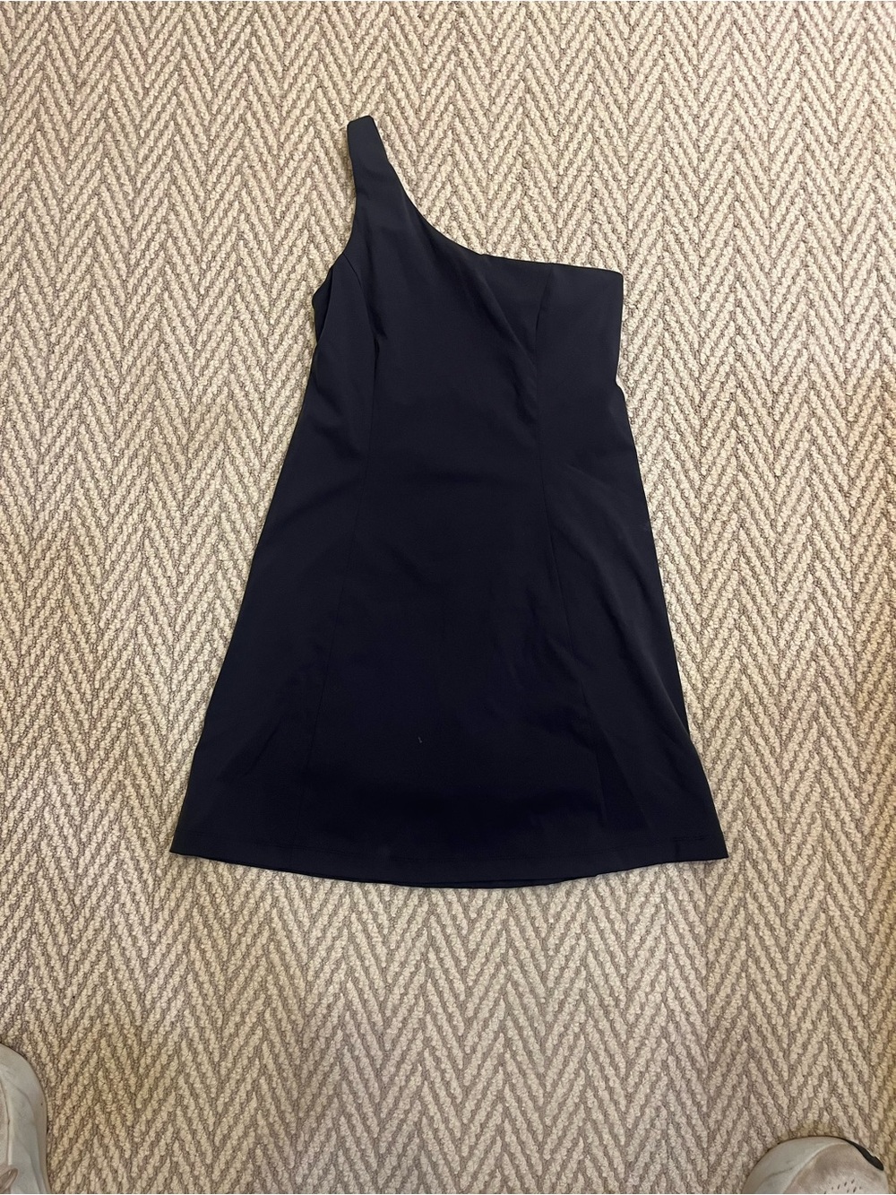 Outdoor Voices One-Shoulder Black Dress
